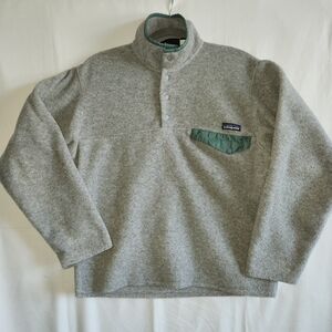 Patagonia Synchilla Vtg Snap-T Fleece Pullover Mens Small Gray Green 90s Jamaica